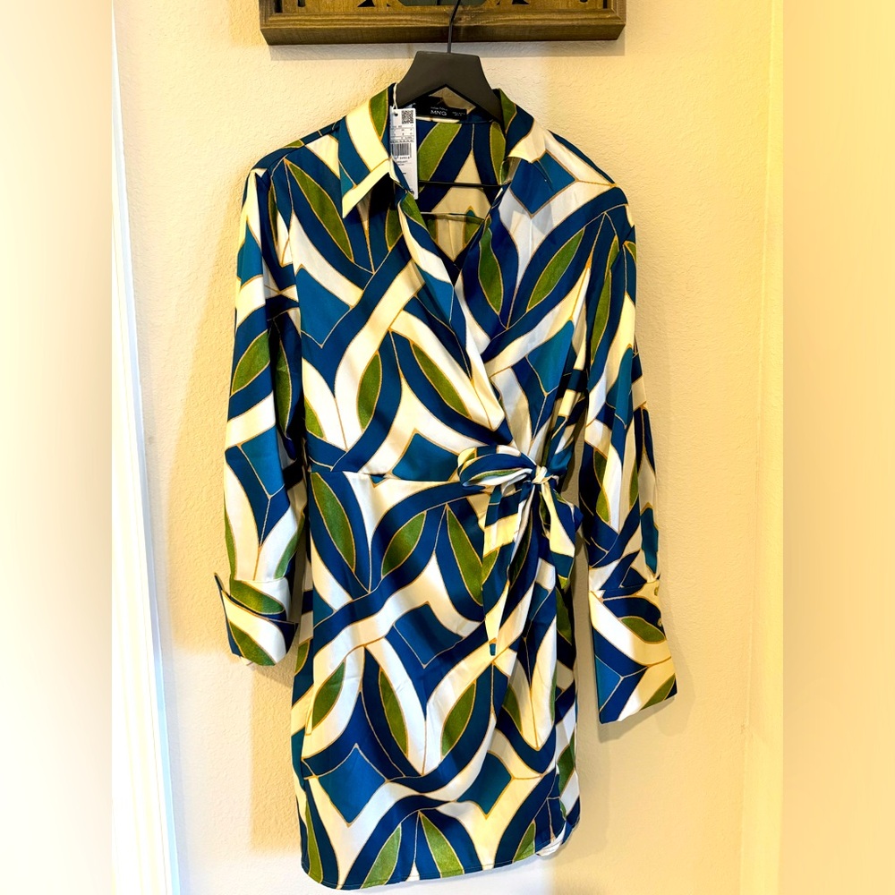 Multi-colored Mango print wrap dress